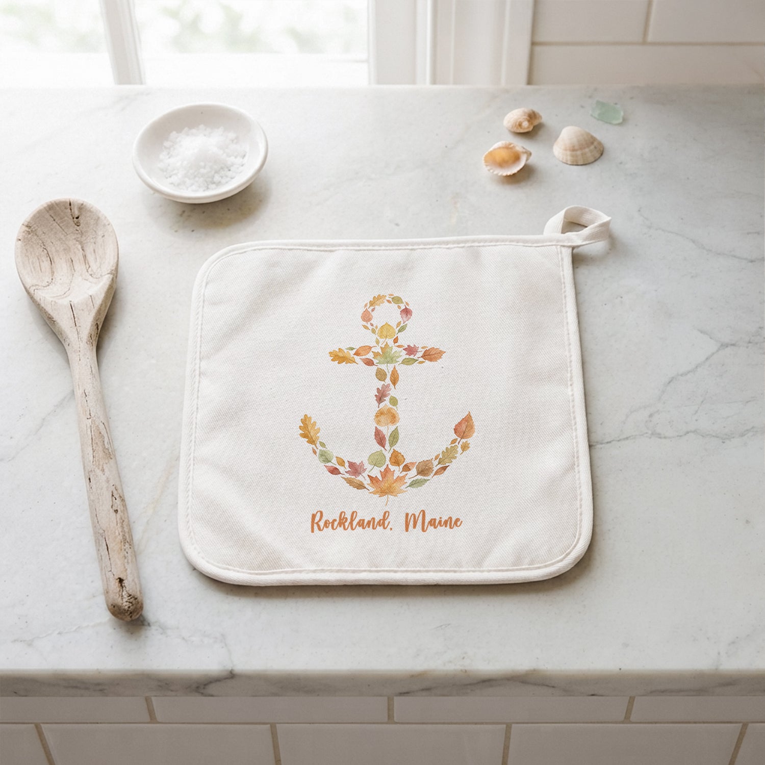 Autumn Leaves Anchor - Custom Cotton Pot Holder