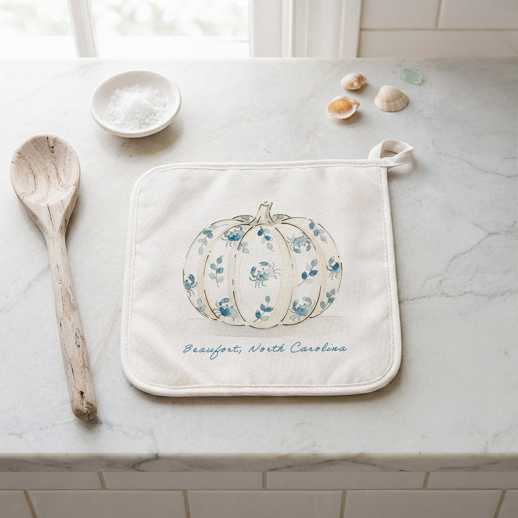 Crab Painted Fall Pumpkin - Custom Cotton Pot Holder
