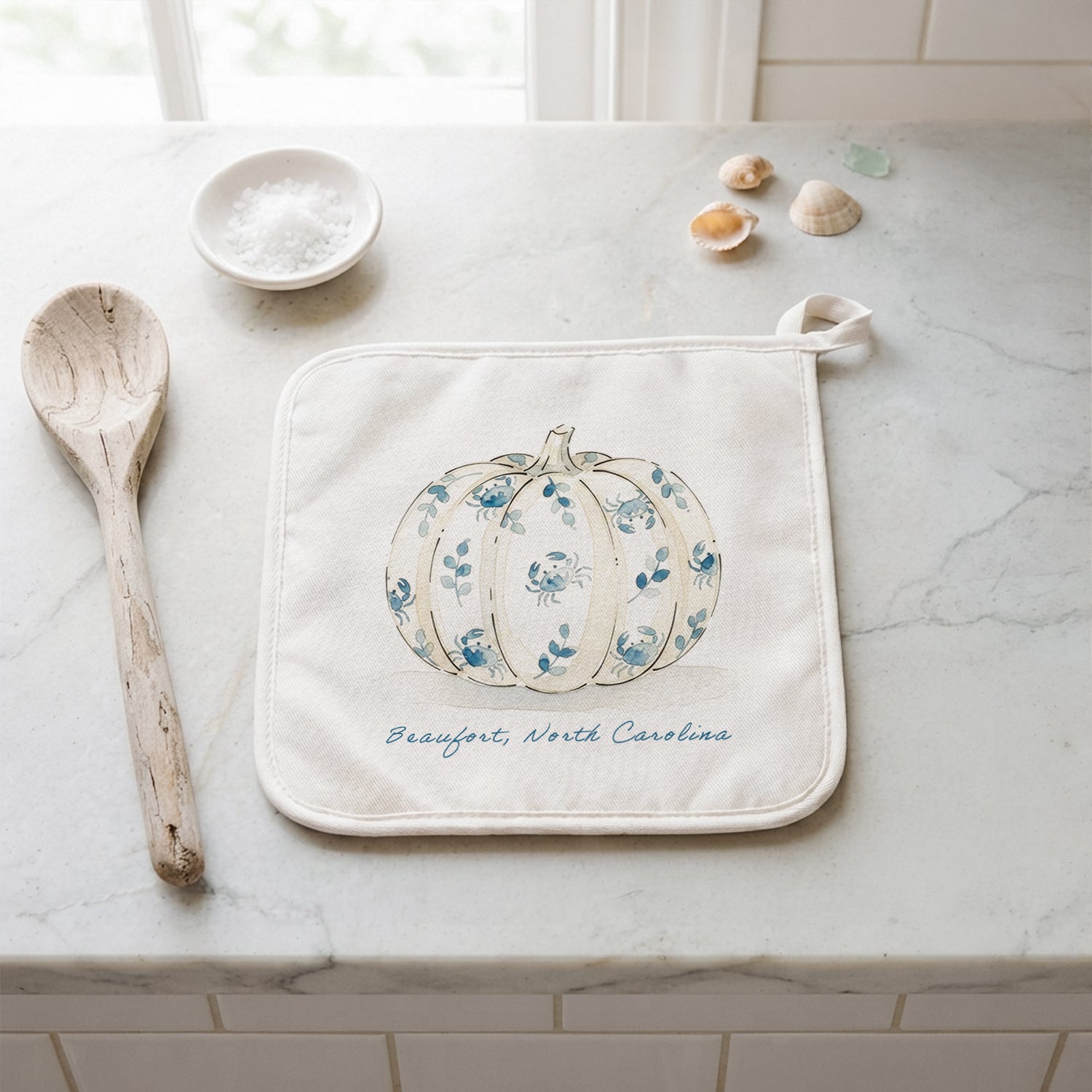 Crab Painted Fall Pumpkin - Custom Cotton Pot Holder