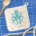 Watercolor Floral Teal Octopus - Custom Cotton Pot Holder