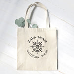Ship Wheel w/ City and State - Canvas Tote Bag