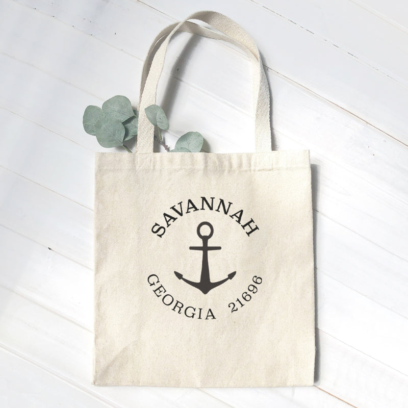Anchor w/ City and State - Canvas Tote Bag