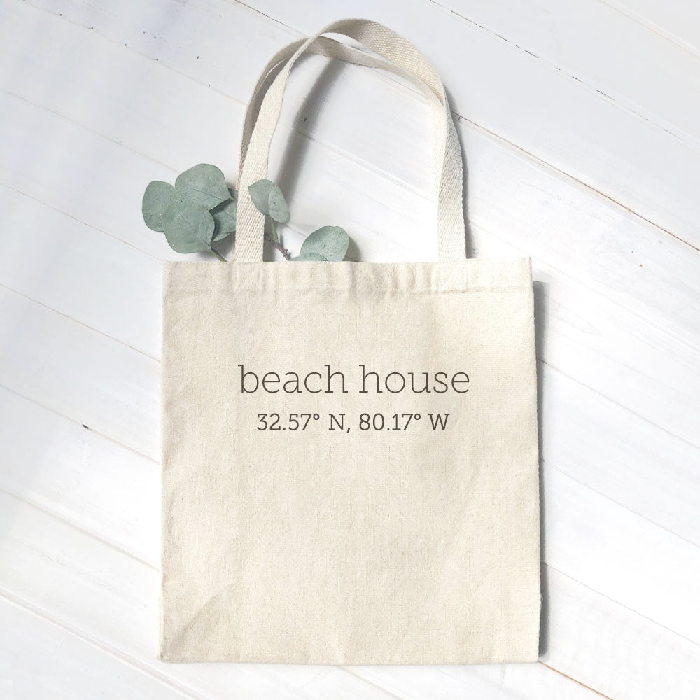 Beach House Coordinates - Custom Canvas Tote Bag