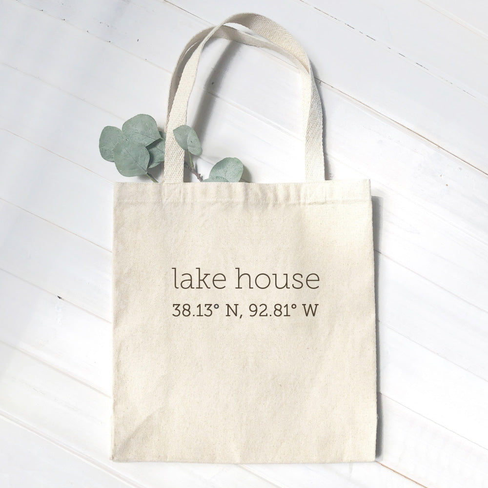 Lake House Coordinates - Custom Canvas Tote Bag