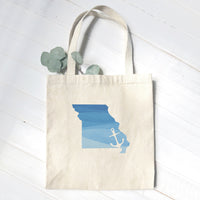 Watercolor State with Anchor - Custom Canvas Tote Bag