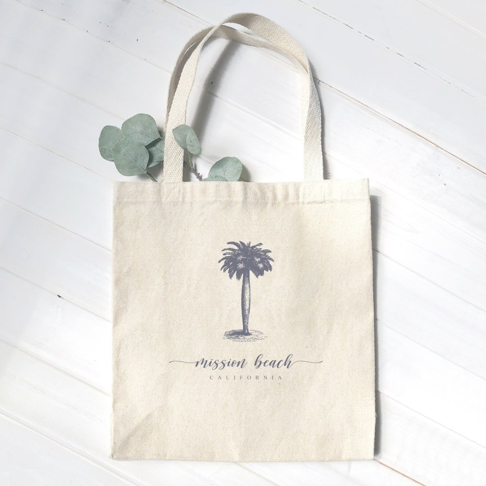 Palm Tree w/ City, State - Custom Canvas Tote Bag