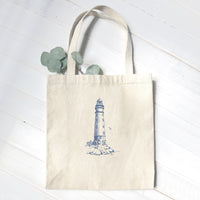 Sketched Lighthouse (Round) - Canvas Tote Bag