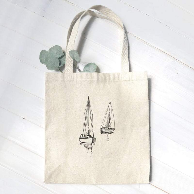 Sketched Sailboats - Canvas Tote Bag