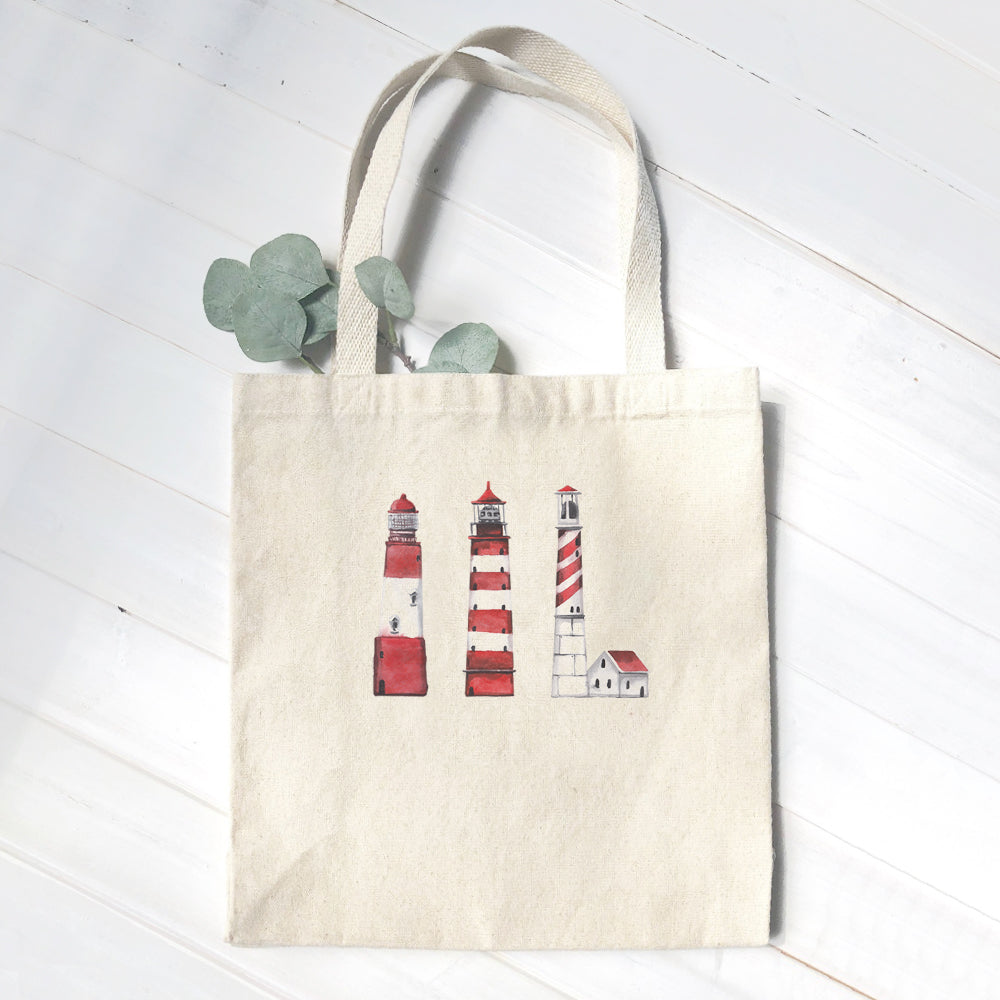 Red Lighthouses - Canvas Tote Bag