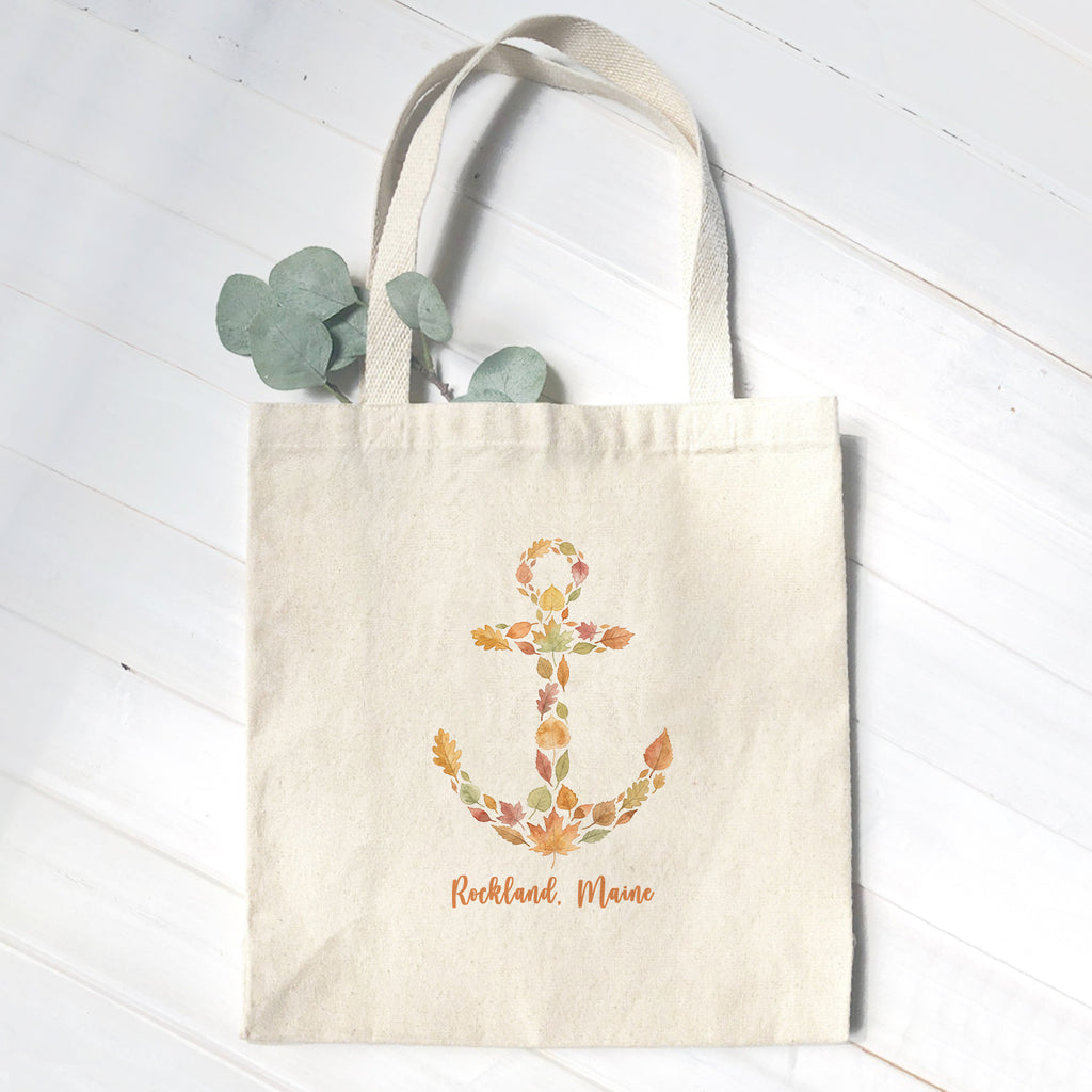 Autumn Leaves Anchor - Custom Canvas Tote Bag