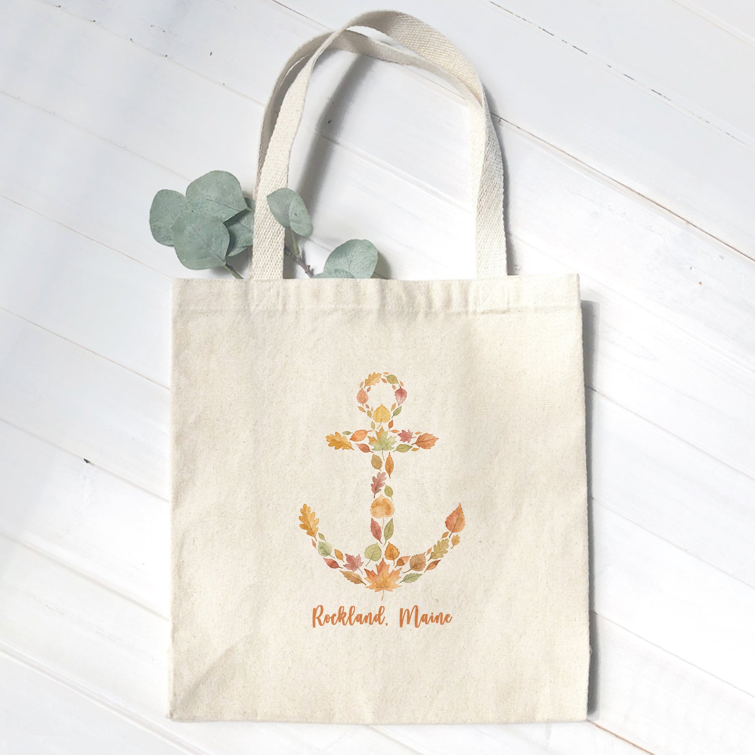 Autumn Leaves Anchor - Custom Canvas Tote Bag
