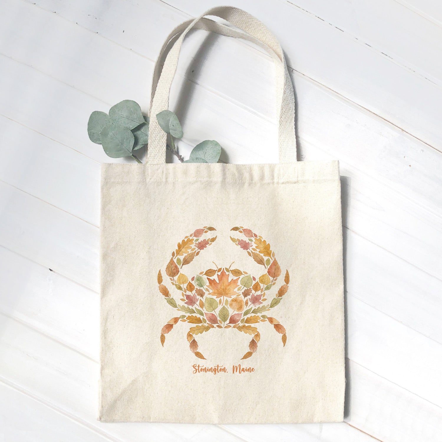 Autumn Leaves Crab - Custom Canvas Tote Bag