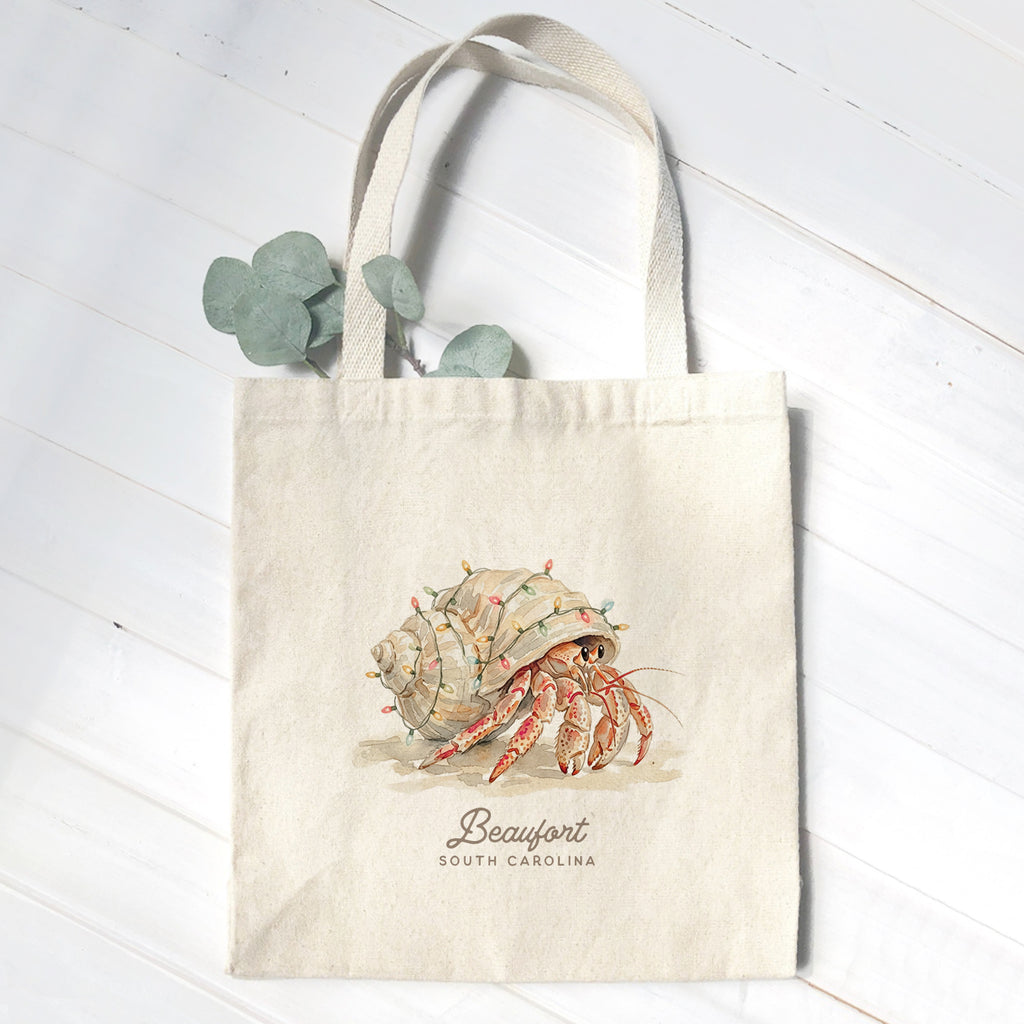 Hermit Crab with Christmas Lights - Custom Canvas Tote Bag
