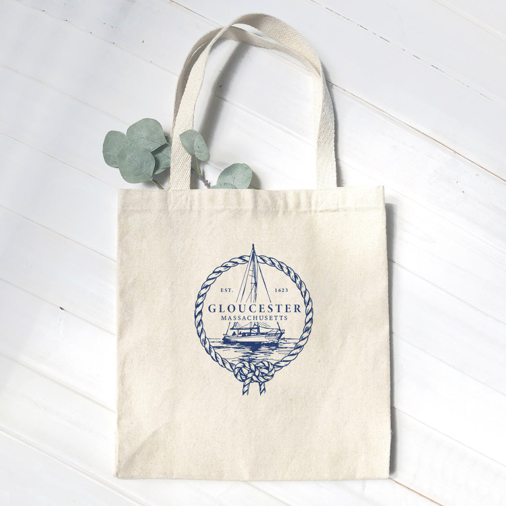 Nautical Rope Framed Sailbot - Custom Canvas Tote Bag