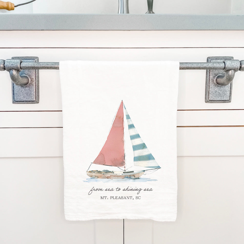 Sailing Serenity - Custom Cotton Tea Towel