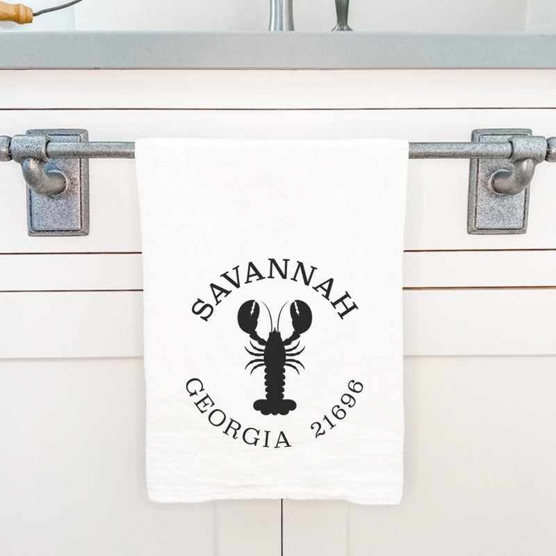 Lobster w/ City and State - Cotton Tea Towel