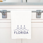 Three Anchors w/ State - Cotton Tea Towel