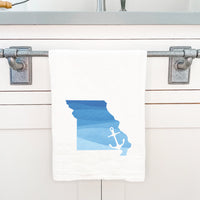 Watercolor State with Anchor - Custom Cotton Tea Towel