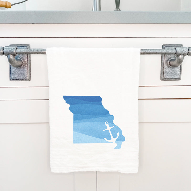 Watercolor State with Anchor - Cotton Tea Towel
