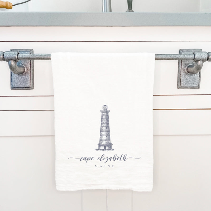 Lighthouse w/ City, State - Cotton Tea Towel