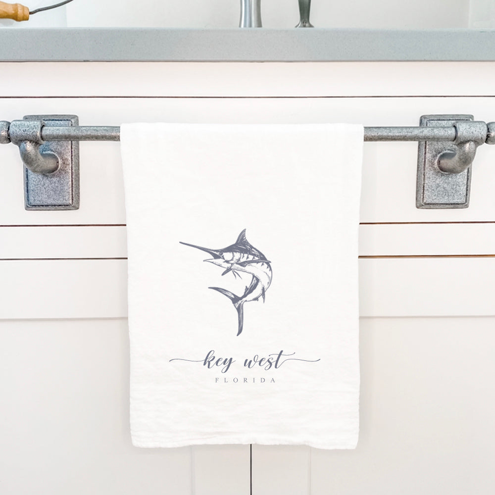 Marlin w/ City, State - Custom Cotton Tea Towel