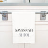 Classic Serif w/ City, Zip - Cotton Tea Towel