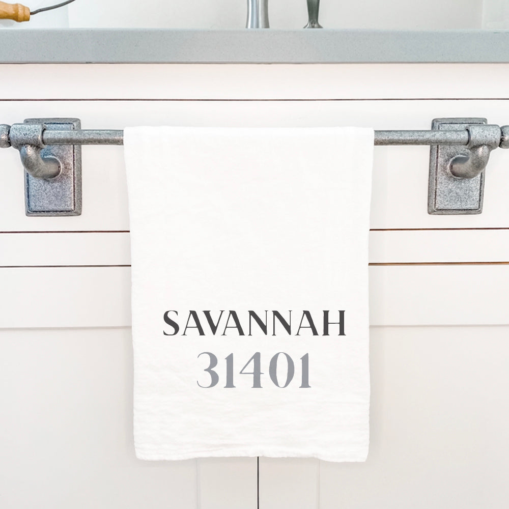 Classic Serif w/ City, Zip - Custom Cotton Tea Towel