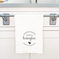 Circle Estd, City, State w/ Anchors - Cotton Tea Towel