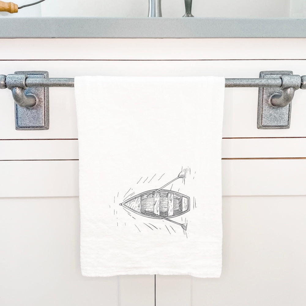 Hand Drawn Rowboat Ripples - Cotton Tea Towel