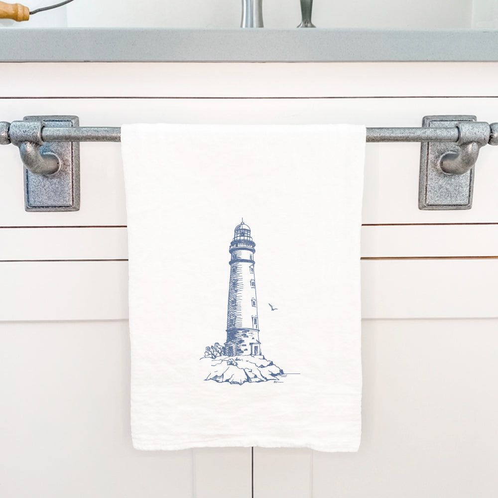 Sketched Lighthouse (Round) - Cotton Tea Towel