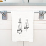 Sketched Sailboats - Cotton Tea Towel