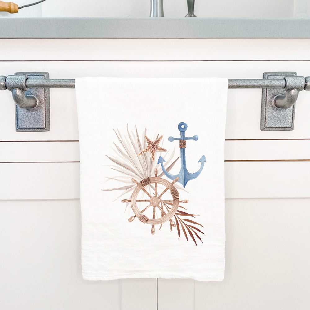 Ship Wheel Anchor - Cotton Tea Towel