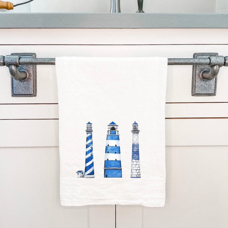 Blue Lighthouses - Cotton Tea Towel