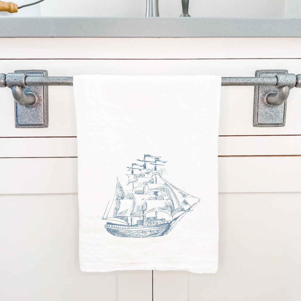 Hand Drawn Ship - Cotton Tea Towel