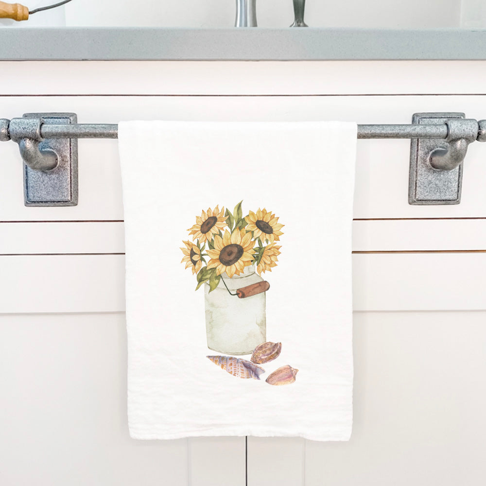 Sunflowers and Seashells - Cotton Tea Towel
