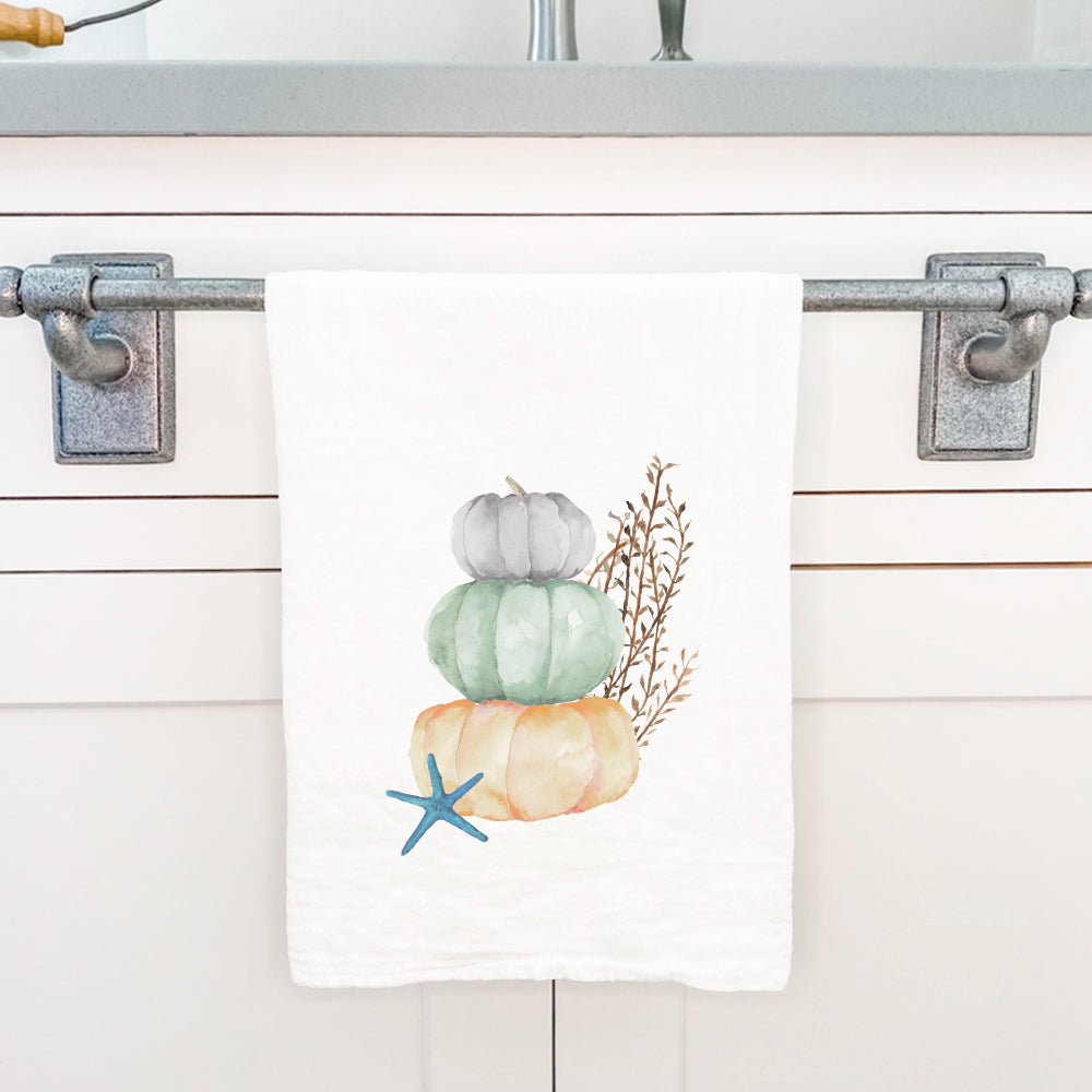 Coastal Pumpkin Stack - Cotton Tea Towel