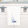 Watercolor Sailboat (Blue) - Cotton Tea Towel