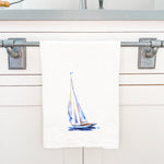 Watercolor Sailboat (Blue) - Cotton Tea Towel