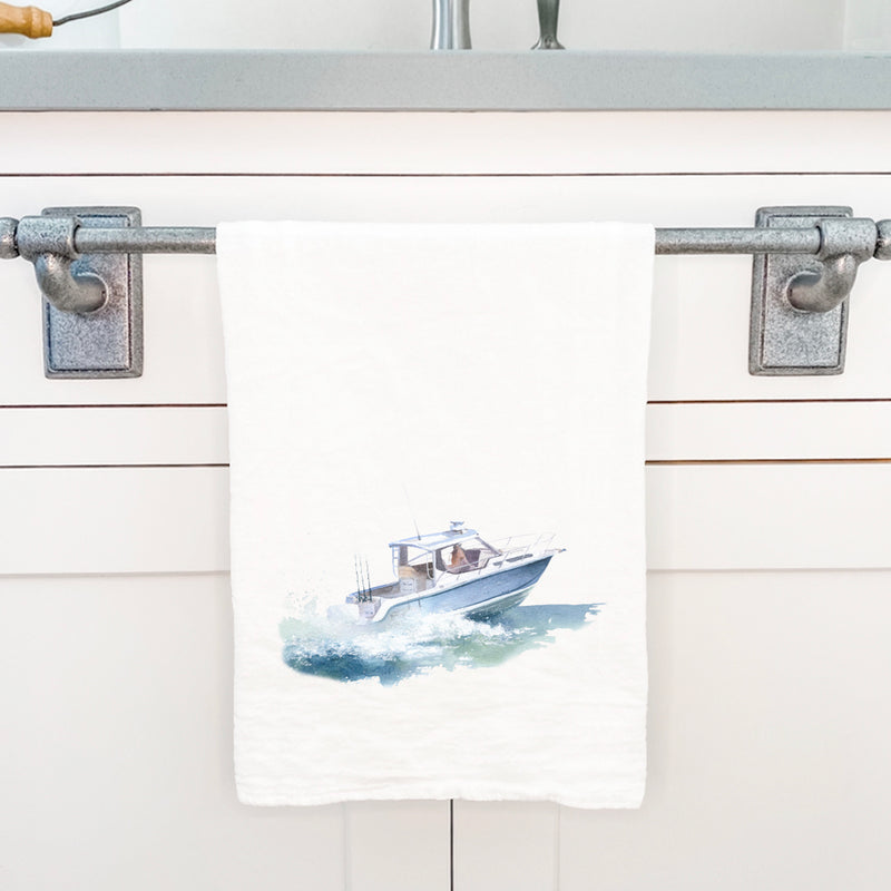 Watercolor Fishing Boat - Cotton Tea Towel