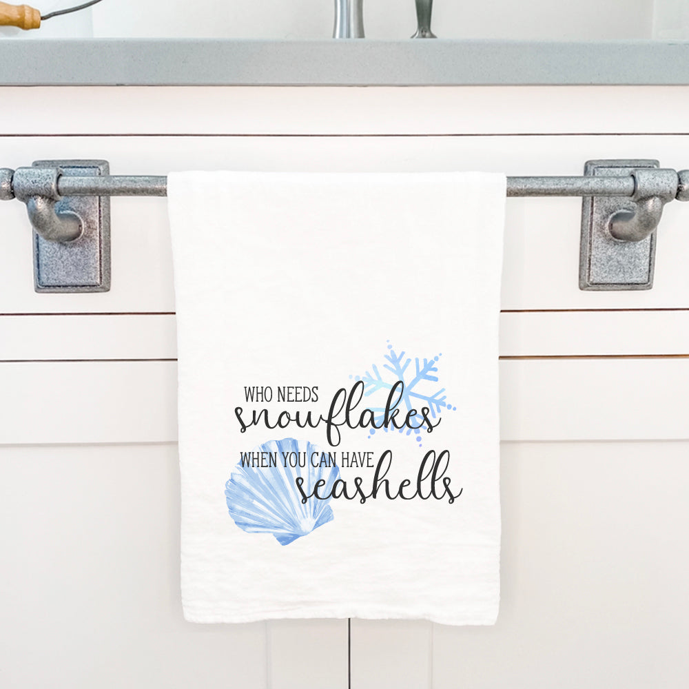 Snowflakes and Seashells - Cotton Tea Towel