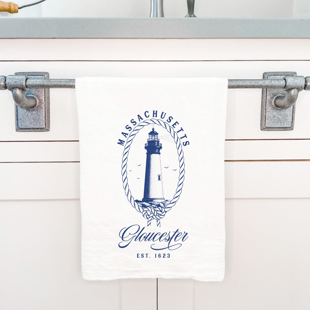 Nautical Rope Framed Lighthouse - Custom Cotton Tea Towel