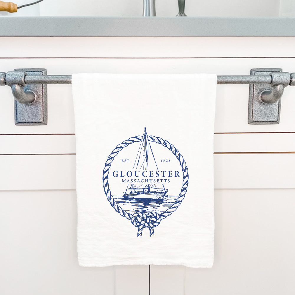 Nautical Rope Framed Sailbot - Custom Cotton Tea Towel