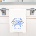 Watercolor Floral Blue Crab - Custom Cotton Tea Towel