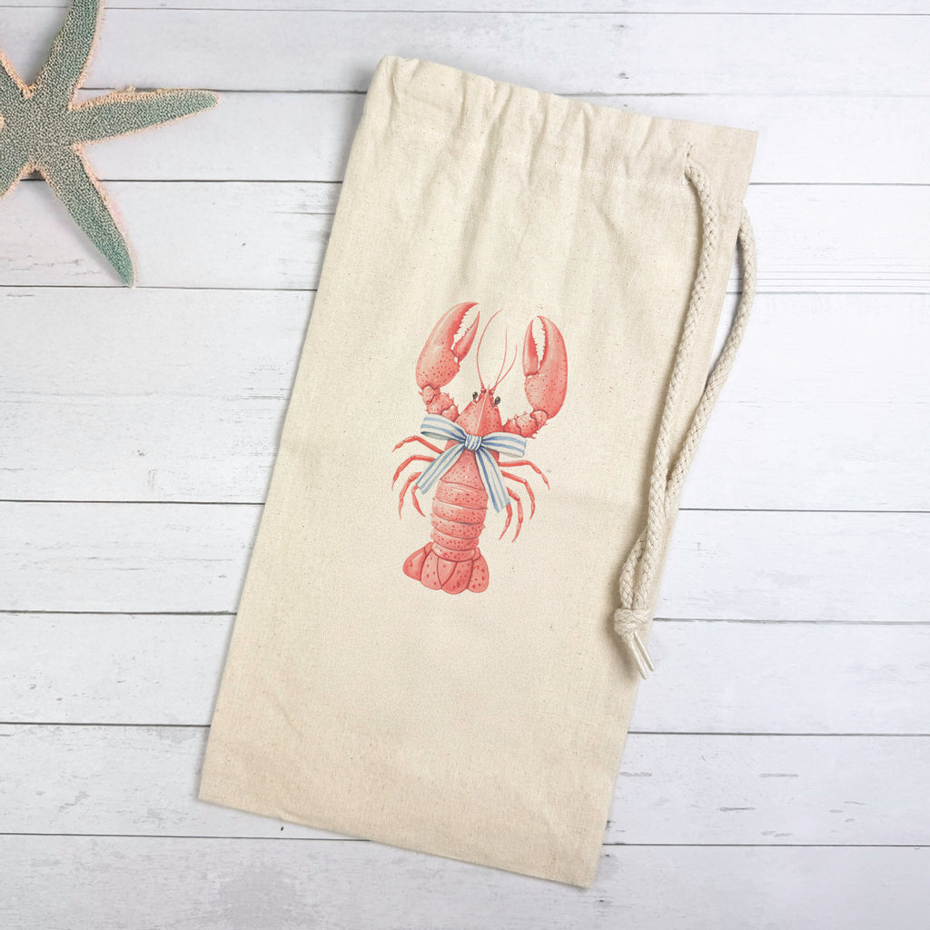 Bow-Tied Lobster - Customizable Canvas Wine Bag