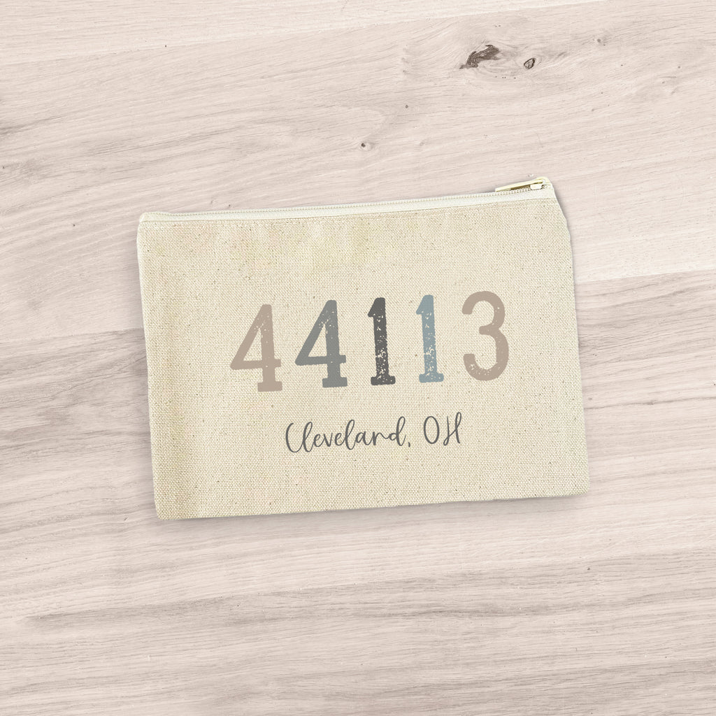 Zip Code w/ City and State - Custom Canvas Zipper Pouch