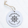 Ship Wheel w/ City and State - Custom Ornament