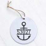 Distressed Anchor w/ Zip Code - Ornament