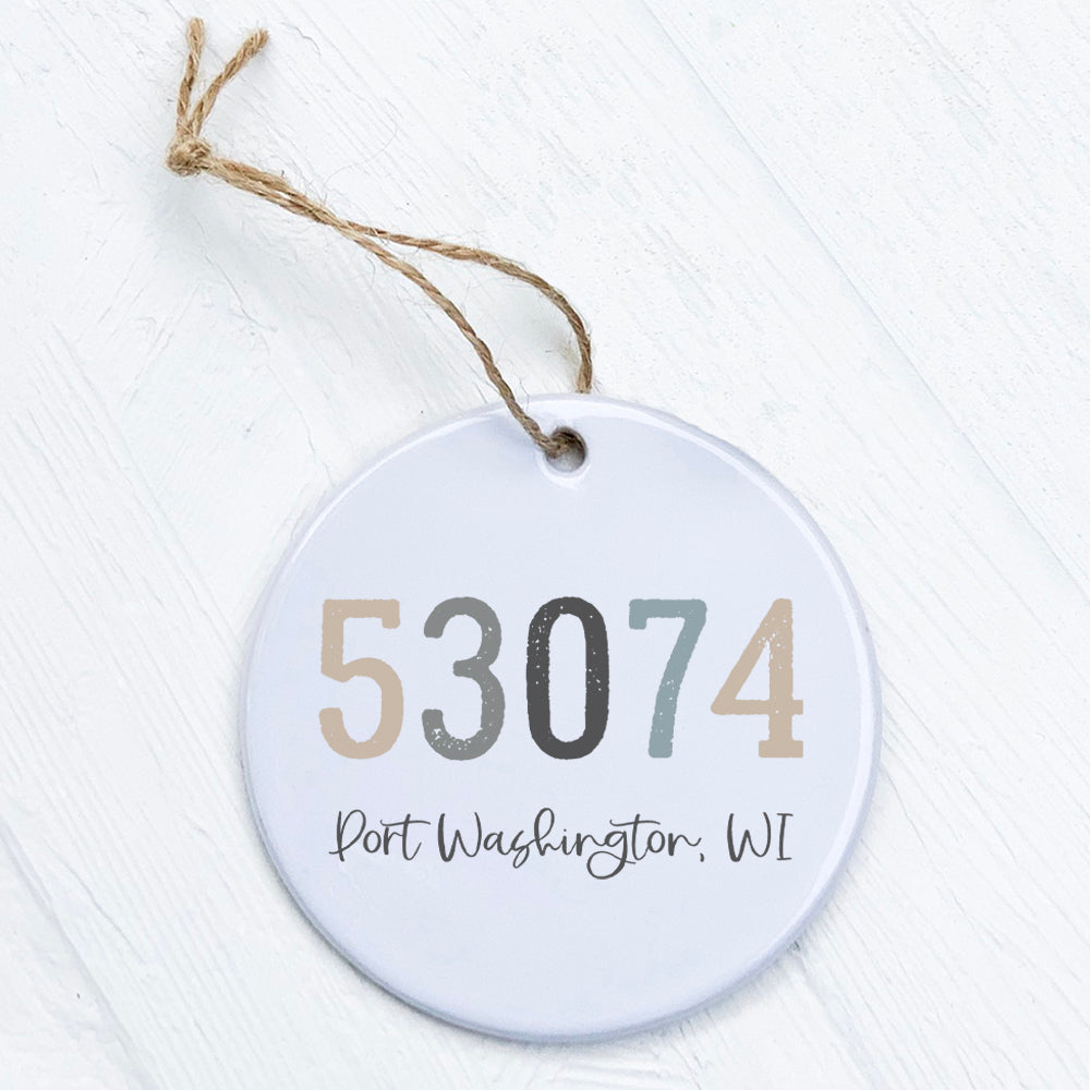 Zip Code w/ City and State - Custom Ornament