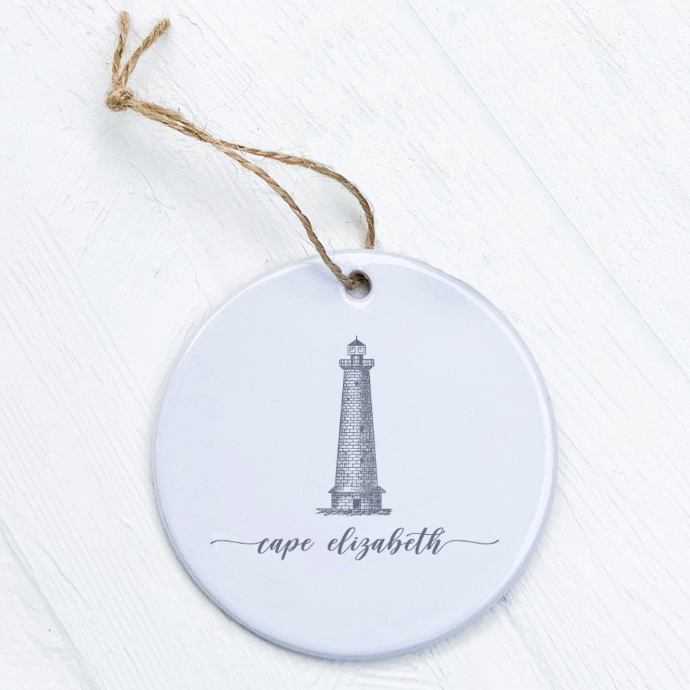 Lighthouse w/ City - Custom Ornament
