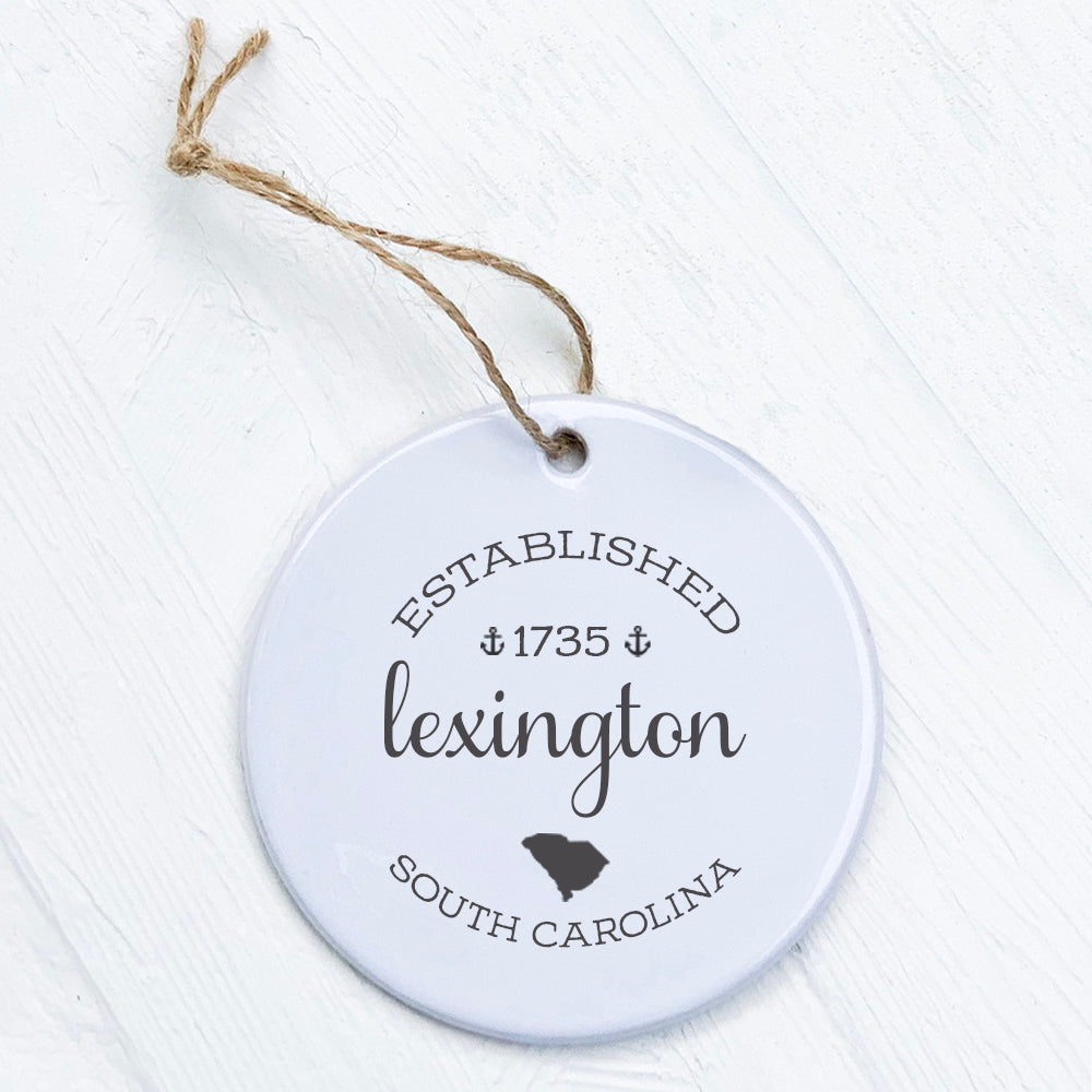 Circle Est, City, State w/ Anchors - Custom Ornament